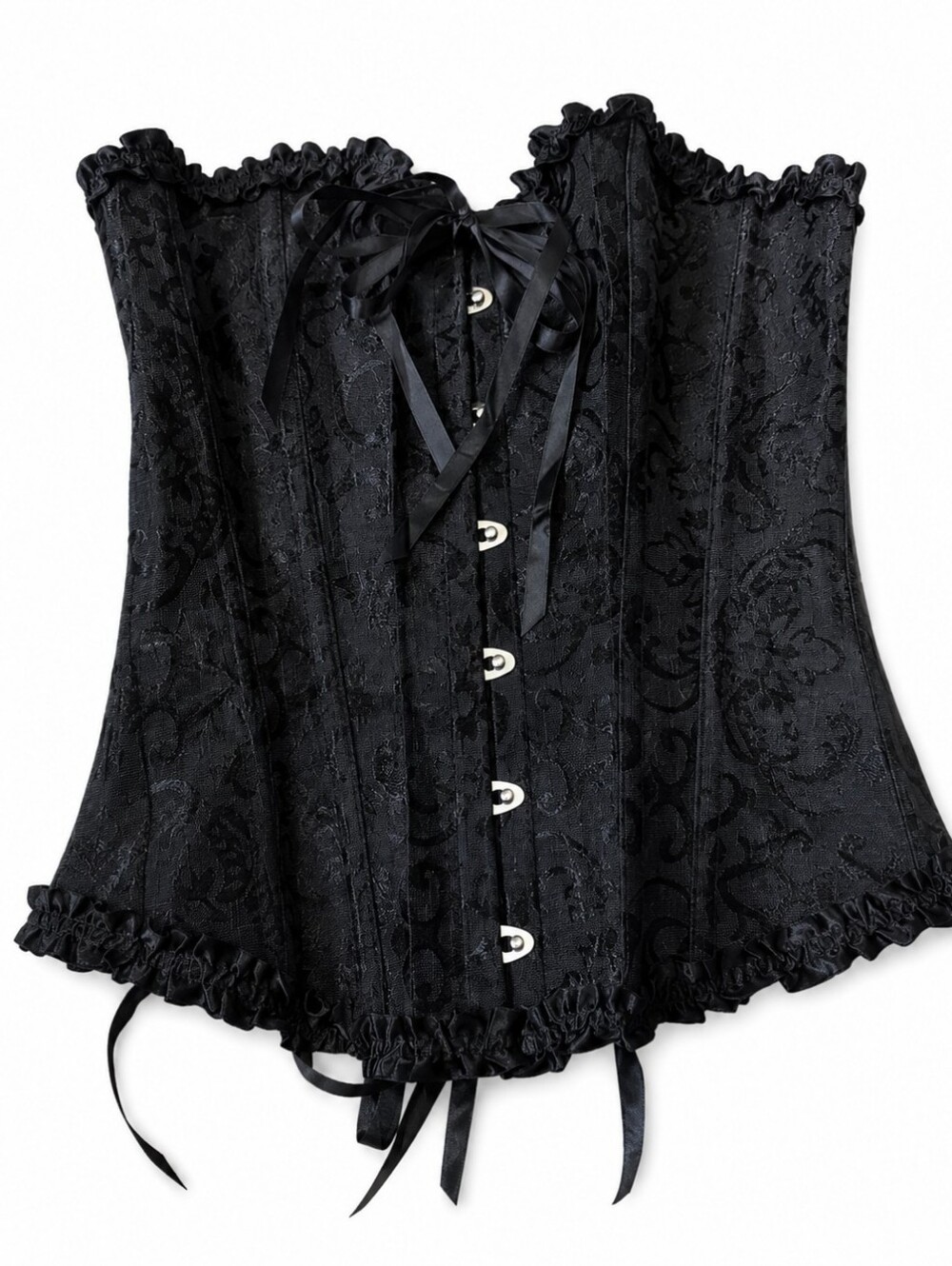 Black Gothic Corset Top Women’s Small Lace Brocade Strapless Bustier